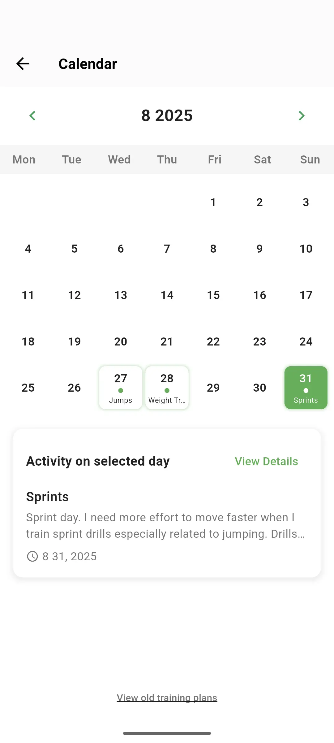 traqqer calendar screen